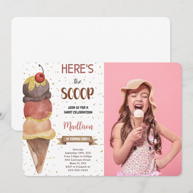 Invitation Carton d'invitation photo de glace éditable (Devant / Derrière)