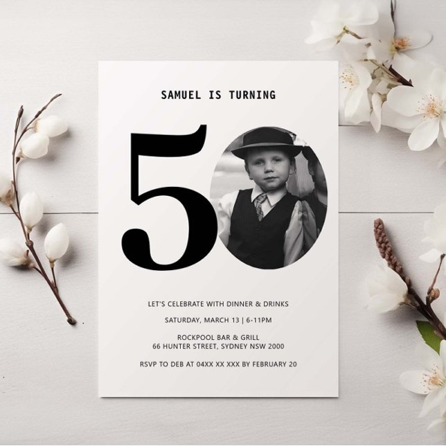 Invitation Carton d'invitation photo pour 50e anniversaire à  (Créateur téléchargé)
