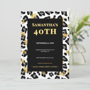 Invitation Carton d'invitation pour 40e anniversaire Glam Léo