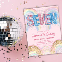 Carton d'invitation pour 7e anniversaire arc-en-ci
