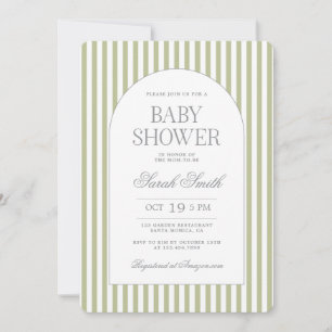 Invitation Carton d'invitation pour baby shower à rayures ver