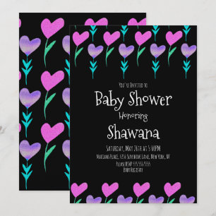 Invitation Carton d'invitation pour Baby Shower à thème flora