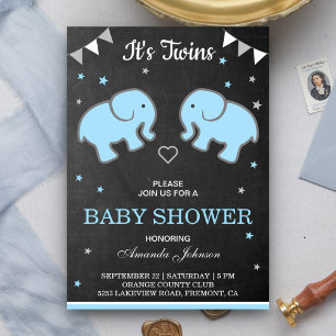 Invitation Carton d'invitation pour Baby Shower avec éléphant