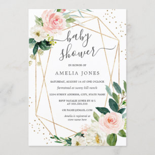 Invitation Carton d'invitation pour Baby Shower avec Fleurs R