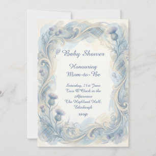 Invitation Carton d'invitation pour Baby Shower Bleu Tartan T