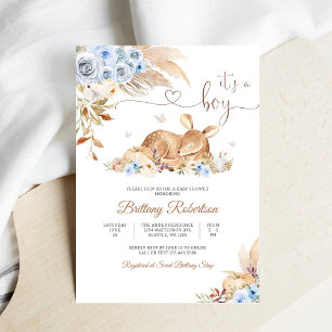 Invitation Carton d'invitation pour Baby Shower Cerf à Motifs