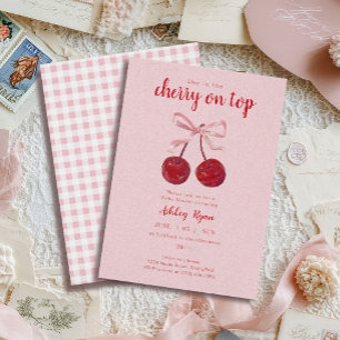 Invitation Carton d'invitation pour Baby Shower Cherry on Top