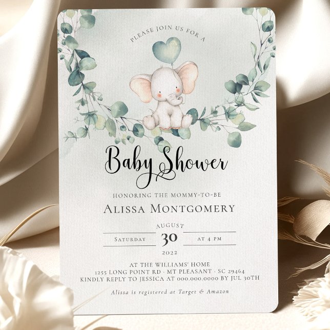 Invitation Carton d'invitation pour Baby Shower éléphant caca (Créateur téléchargé)