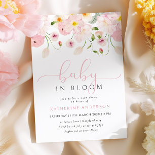 Invitation Carton d'invitation pour Baby Shower Fleurs Roses 