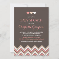 Carton d'invitation pour Baby Shower Gris et Rose 