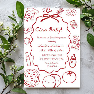 Invitation Carton d'invitation pour Baby Shower Pizza Italien