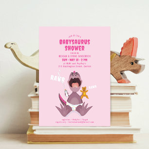 Invitation Carton d'invitation pour Baby Shower Rose Babysaur