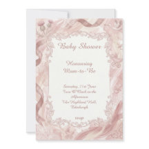 Carton d'invitation pour Baby Shower Rose Tartan T