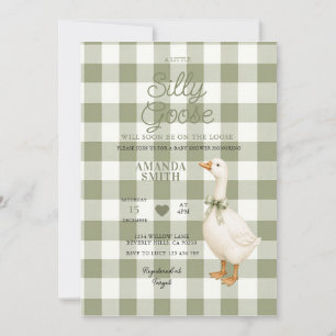 Invitation Carton d'invitation pour Baby Shower Sage Gingham