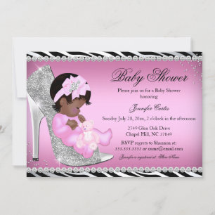 Invitation Carton d'invitation pour bébé fille & chaussure à 