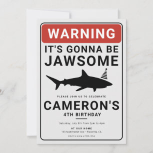 Invitation Carton d'invitation pour fête d'anniversaire Shark