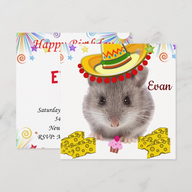 Invitation Carton d'invitation pour la fête d'anniversaire de (Devant / Derrière)