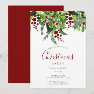 Invitation Carton d'invitation pour la fête de Noël aux baies