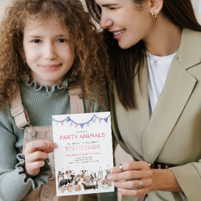 Invitation Carton d'invitation pour l'anniversaire de votre e (Paw-ty Time! Celebrating Your Puppy's 1st Birthday!)