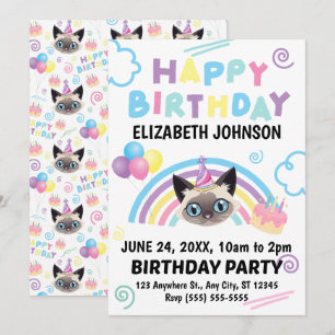 Invitation Carton d'invitation pour l'anniversaire d'un chat 