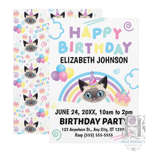 Invitation Carton d'invitation pour l'anniversaire d'un chat 