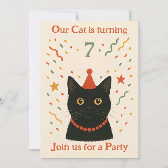 Invitation Carton d'invitation pour l'anniversaire d'un chat