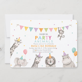 Invitation Carton d'invitation pour le 1er anniversaire fille