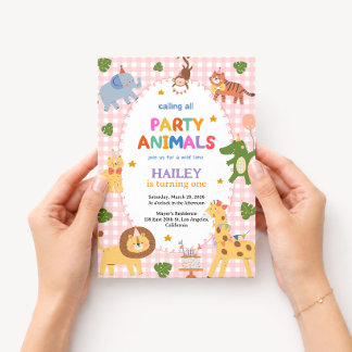 Invitation Carton d'invitation pour le 1er anniversaire Pink
