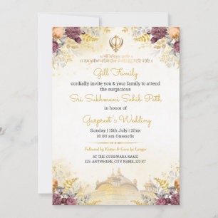 Invitation Carton d'invitation pour le Floral Sukhmani Sahib
