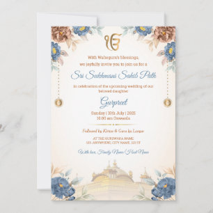 Invitation Carton d'invitation pour le Floral Sukhmani Sahib 