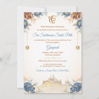 Invitation Carton d'invitation pour le Floral Sukhmani Sahib