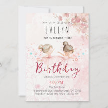 Carton d'invitation pour les 3 ans de la petite ba