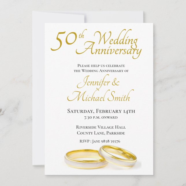 Invitation Carton d'invitation pour les 50 ans de mariage (Devant)