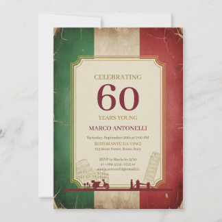 Invitation Carton d'invitation pour les 60 ans Vintage Italie