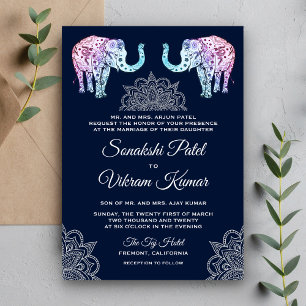Invitation Carton d'invitation pour mariage indien avec éléph