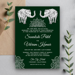 Invitation Carton d'invitation pour mariage indien avec éléph
