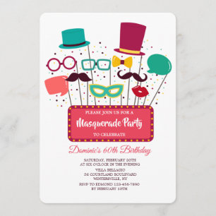 Invitation Carton d'invitation pour soirée masquée avec acces