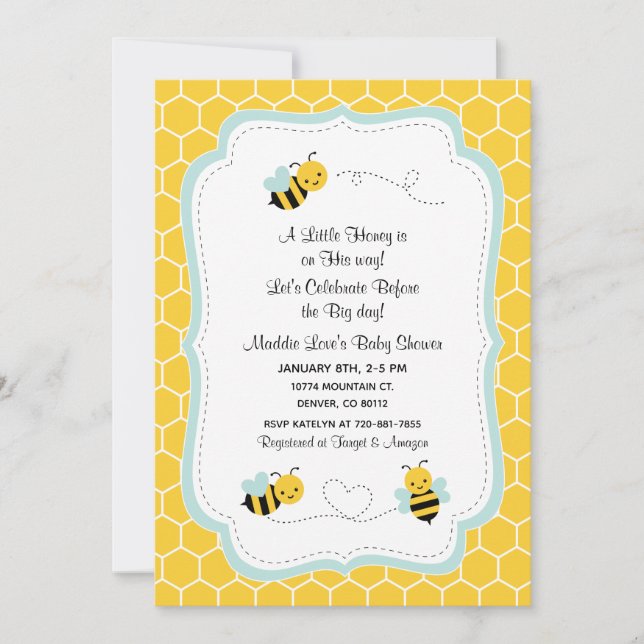 Invitation Carton d'invitation pour une Baby Shower avec une  (Devant)