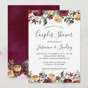 Invitation Carton d'invitation pour une douche de couple flor