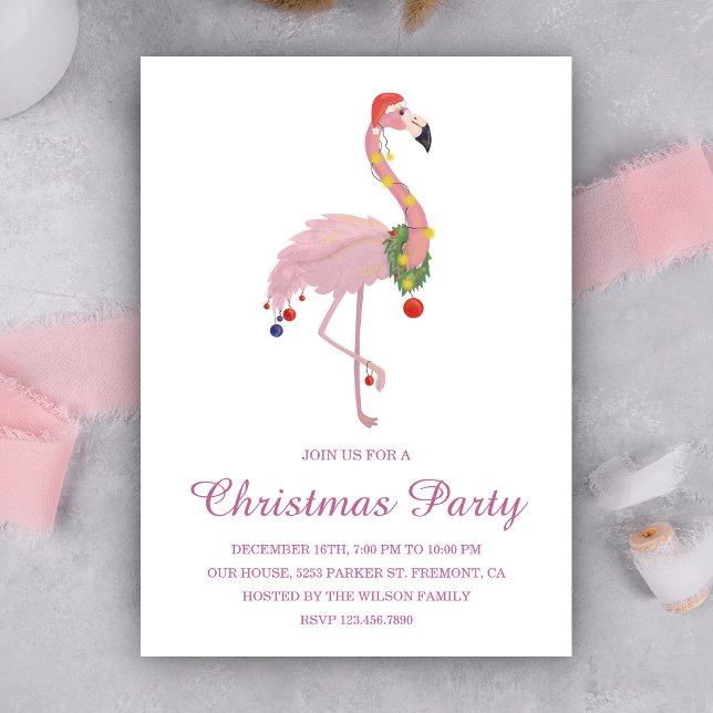 Invitation Carton d'invitation pour une fête de Noël Flamant  (Créateur téléchargé)