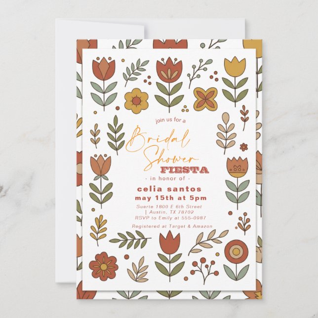 Invitation Carton d'invitation pour une fête prénuptiale Boho (Devant)