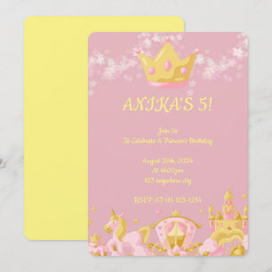 INVITATION CARTON D'INVITATION PRINCESSE ANIVERSAIRE COULEUR 
