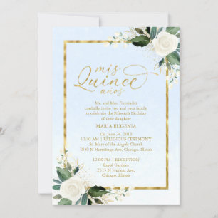 Invitation Carton d'invitation Quinceanera bilingue avec feui