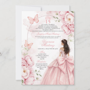 Invitation Carton d'invitation Quinceañera Floral Rose Pâle