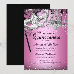 Invitation Carton d'invitation Quinceanera Mascarade lustre R