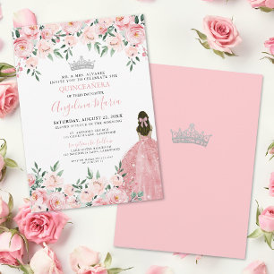 Invitation Carton d'invitation Quinceanera Rose Pâle