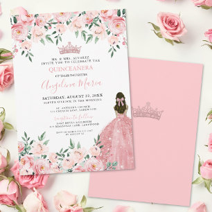 Invitation Carton d'invitation Quinceanera Rose Pâle