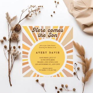 Invitation Carton d'invitation rétro pour une Baby Shower pou