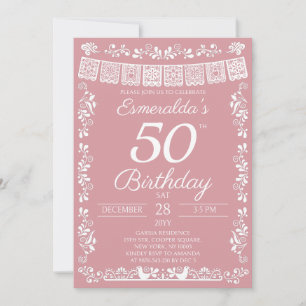 Invitation Carton d'invitation rose blush pour les 50 ans Fie