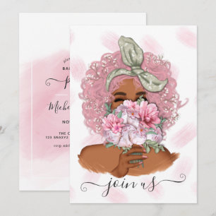 Invitation Carton d'invitation rose chic floral pour enterrem